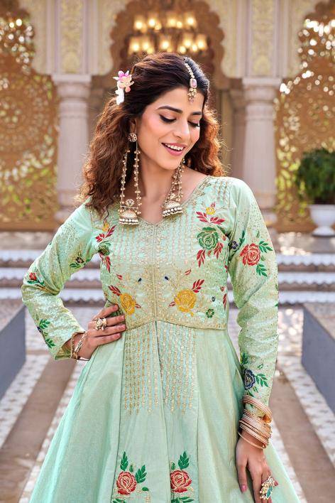 Ram 164 satin silk Green Affordable lehenga cholis in Kolkata